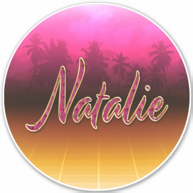 Pegatina Natalie Vorname Name golden pink Aufkleber Sticker (Anverso)