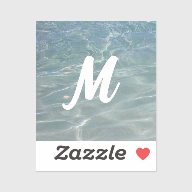 Pegatina Naturaleza azul del Resumen del Agua del Caribe (Hoja)