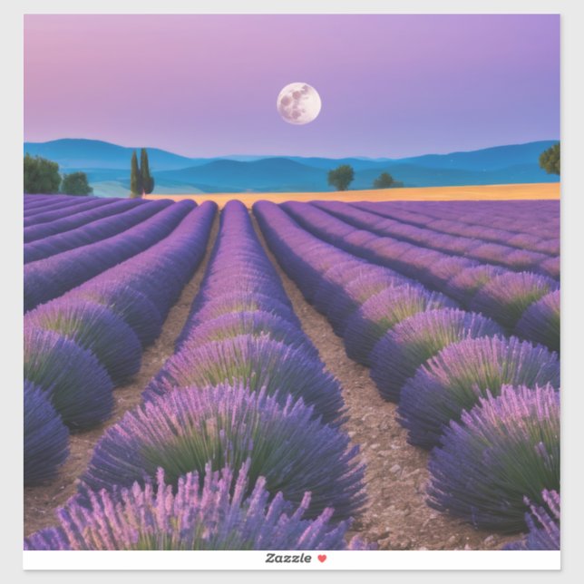 Pegatina Naturaleza de Lavanda Paisaje al aire libre Tranqu (Hoja)