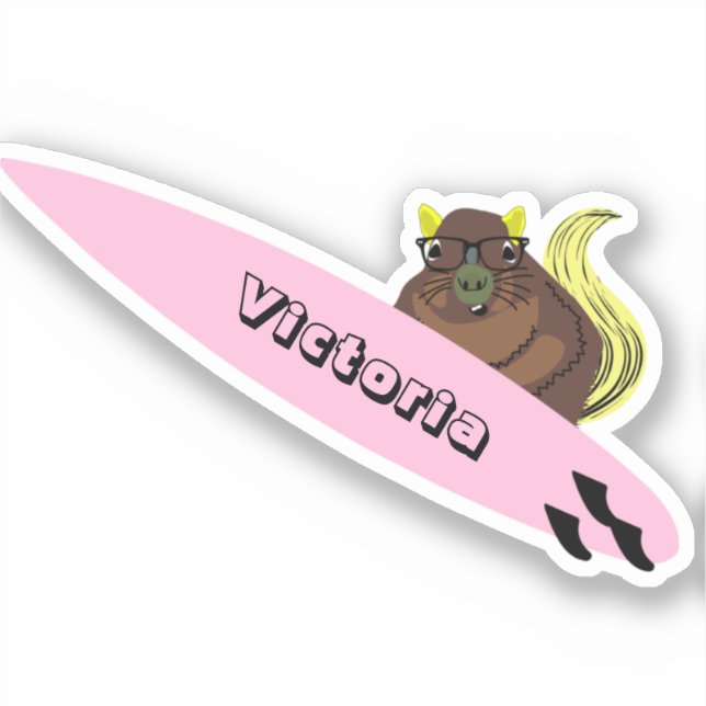 Pegatina Naughty Squirrel #1056 Surfing (Anverso)