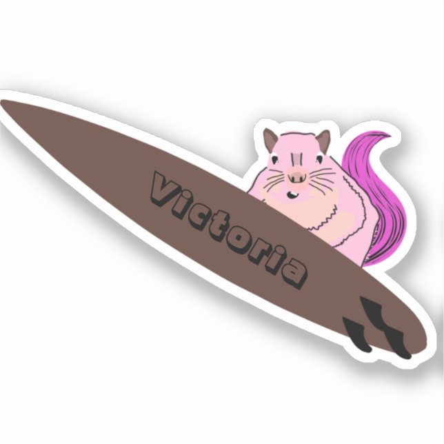 Pegatina Naughty Squirrel #1071 Surfing (Anverso)