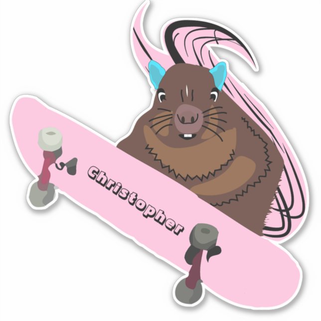 Pegatina Naughty Squirrel #109 Skateboarding (Anverso)