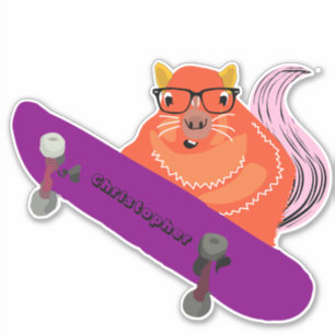 Pegatina Naughty Squirrel #114 Skateboarding