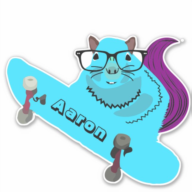 Pegatina Naughty Squirrel #114 Skateboarding (Anverso)