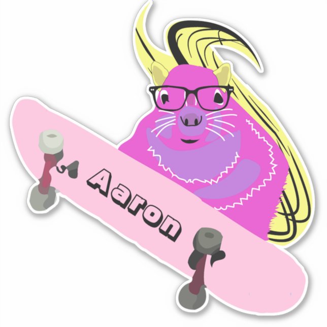 Pegatina Naughty Squirrel #116 Skateboarding (Anverso)