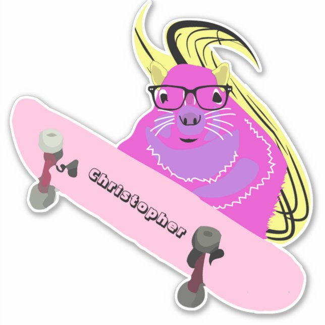 Pegatina Naughty Squirrel #116 Skateboarding (Anverso)