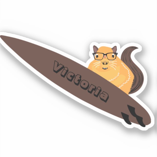 Pegatina Naughty Squirrel #1187 Surfing (Anverso)