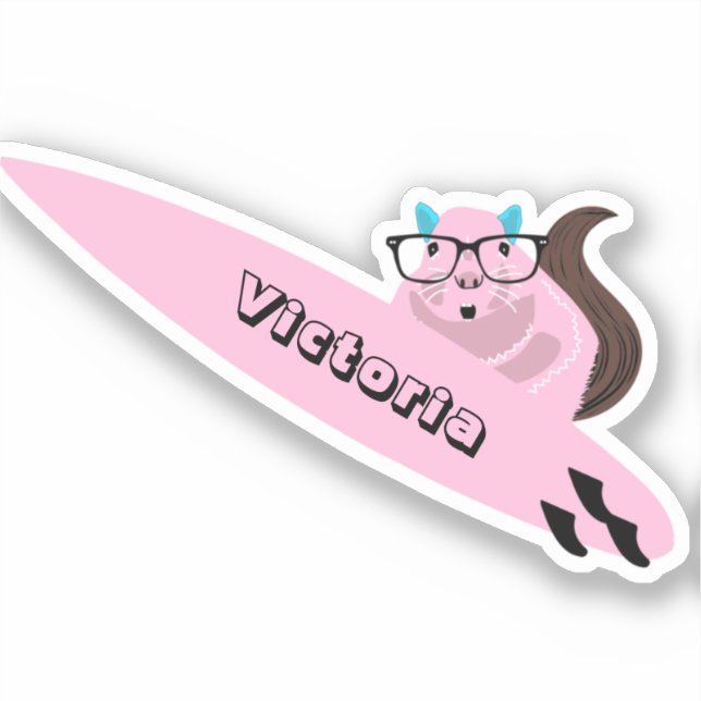 Pegatina Naughty Squirrel #1613 Surfing (Anverso)