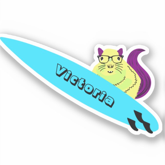 Pegatina Naughty Squirrel #1687 Surfing (Anverso)