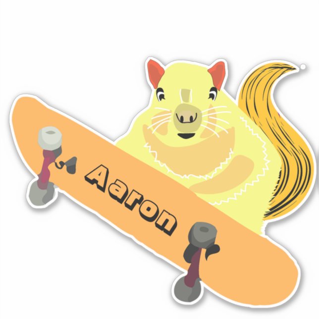 Pegatina Naughty Squirrel #169 Skateboarding (Anverso)
