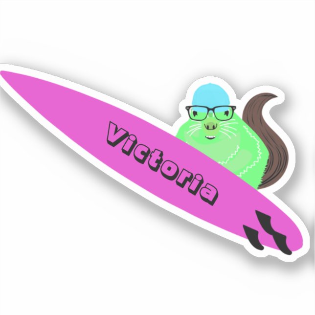 Pegatina Naughty Squirrel #1927 Surfing (Anverso)