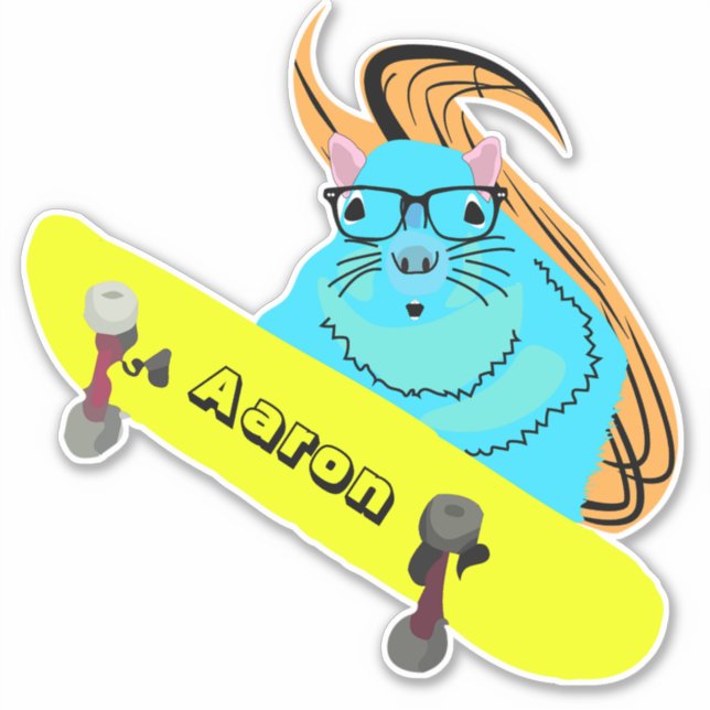 Pegatina Naughty Squirrel #199 Skateboarding (Anverso)