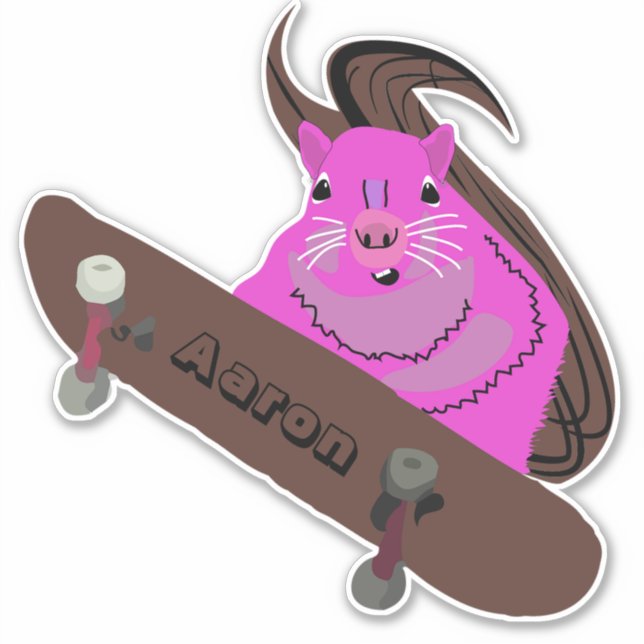 Pegatina Naughty Squirrel #212 Skateboarding (Anverso)