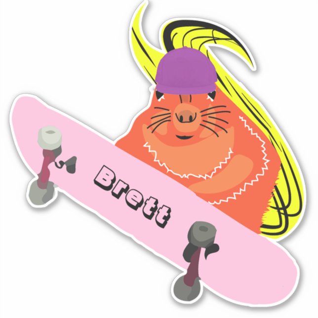 Pegatina Naughty Squirrel #311 Brett Skateboarding (Anverso)