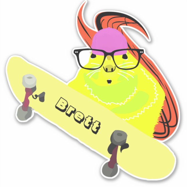 Pegatina Naughty Squirrel #320 Skateboarding (Anverso)