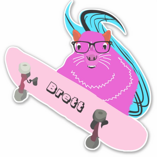 Pegatina Naughty Squirrel #322 Skateboarding (Anverso)