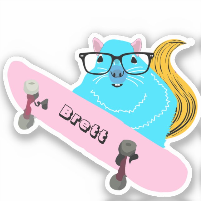 Pegatina Naughty Squirrel #359 Skateboarding (Anverso)