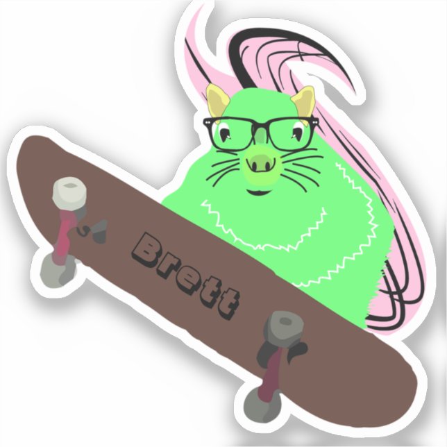 Pegatina Naughty Squirrel #384 Brett Skateboarding (Anverso)