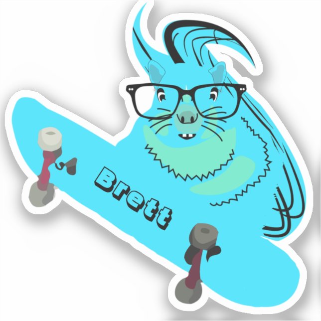 Pegatina Naughty Squirrel #389 Skateboarding (Anverso)