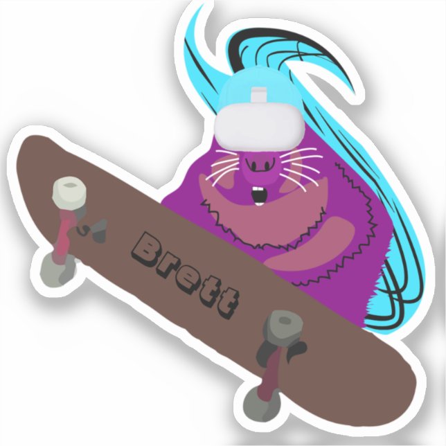 Pegatina Naughty Squirrel #395 Brett Skateboarding (Anverso)