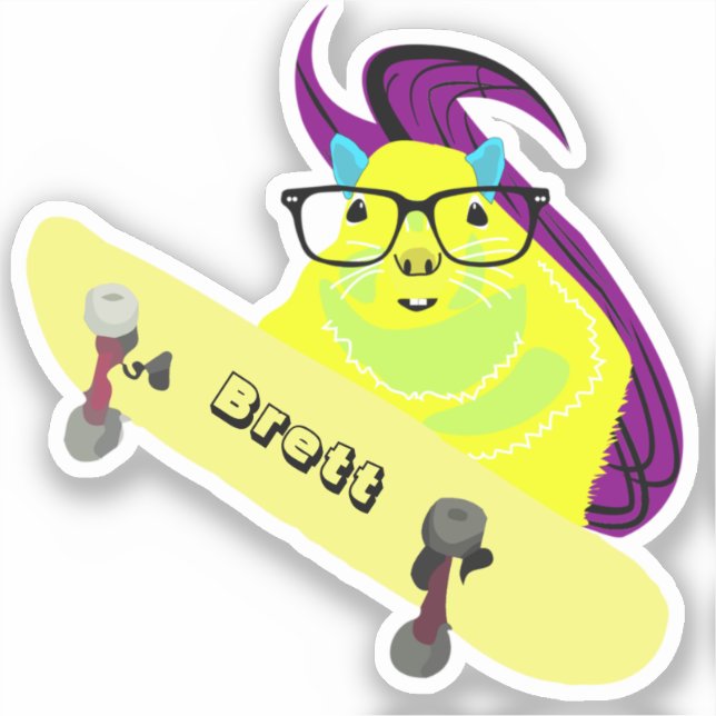 Pegatina Naughty Squirrel #416 Skateboarding (Anverso)