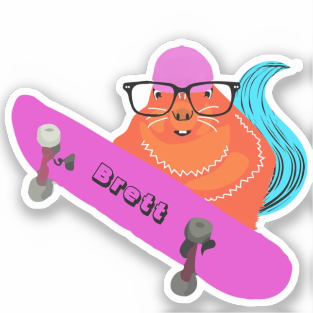 Pegatina Naughty Squirrel #426 Brett Skateboarding (Anverso)