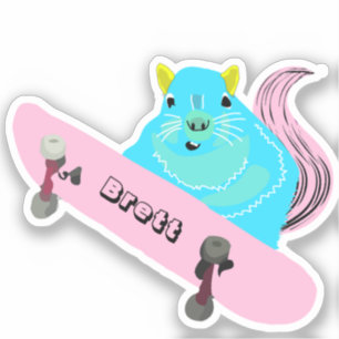 Pegatina Naughty Squirrel #439 Skateboarding