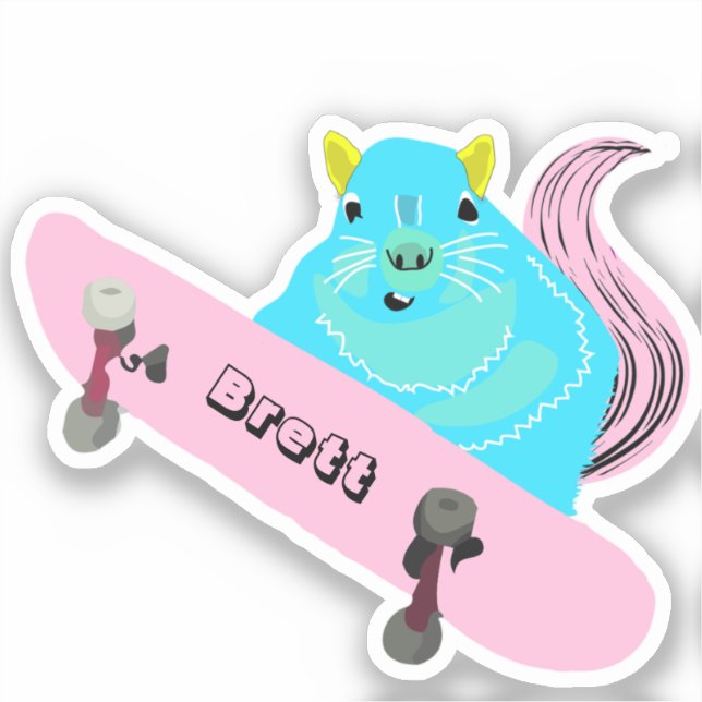 Pegatina Naughty Squirrel #439 Skateboarding (Anverso)