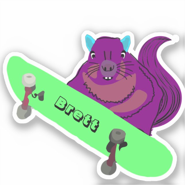 Pegatina Naughty Squirrel #441 Brett Skateboarding (Anverso)