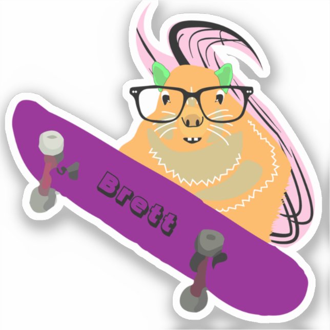 Pegatina Naughty Squirrel #473 Brett Skateboarding (Anverso)