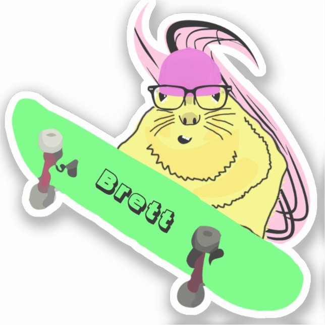 Pegatina Naughty Squirrel #491 Brett Skateboarding (Anverso)