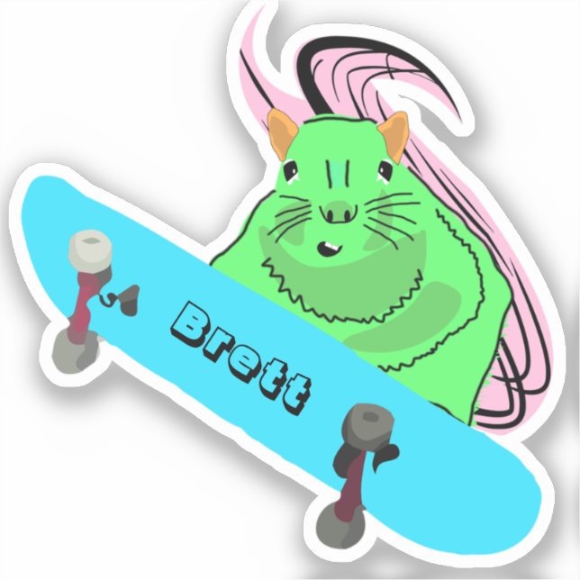 Pegatina Naughty Squirrel #497 Brett Skateboarding (Anverso)