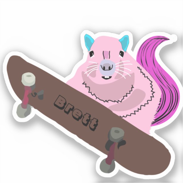 Pegatina Naughty Squirrel #503 Brett Skateboarding (Anverso)