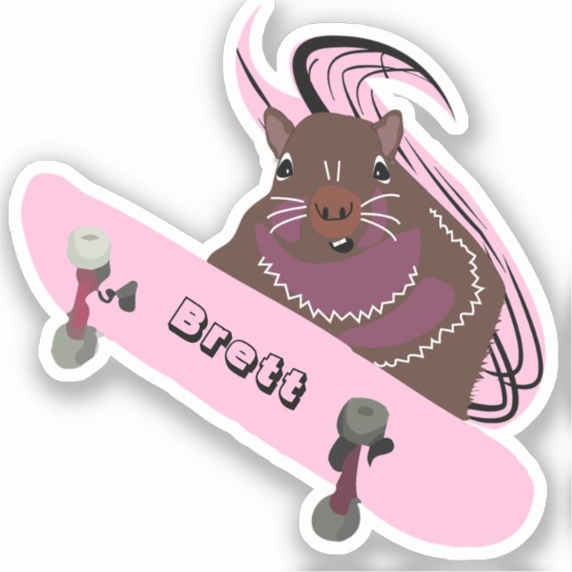 Pegatina Naughty Squirrel #517 Brett Skateboarding (Anverso)