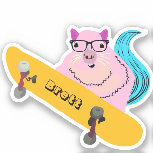 Pegatina Naughty Squirrel #518 Brett Skateboarding (Anverso)