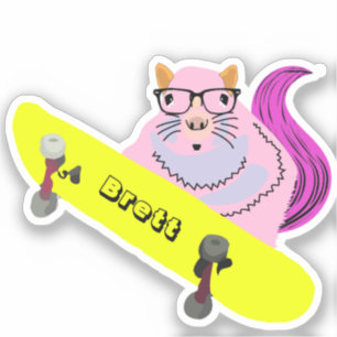 Pegatina Naughty Squirrel #520 Skateboarding
