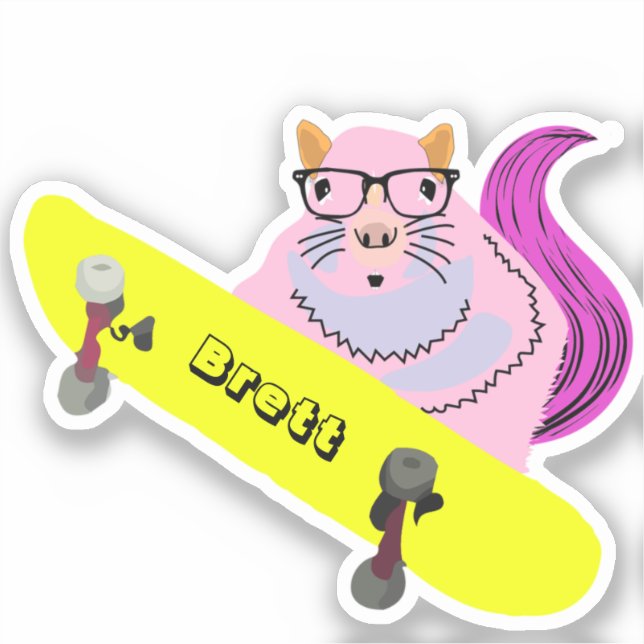 Pegatina Naughty Squirrel #520 Skateboarding (Anverso)