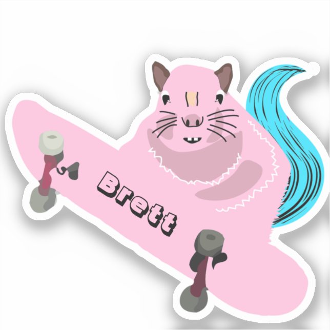 Pegatina Naughty Squirrel #556 Brett Skateboarding (Anverso)