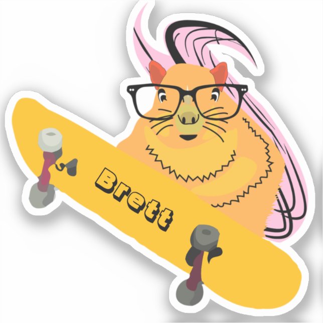 Pegatina Naughty Squirrel #574 Brett Skateboarding (Anverso)
