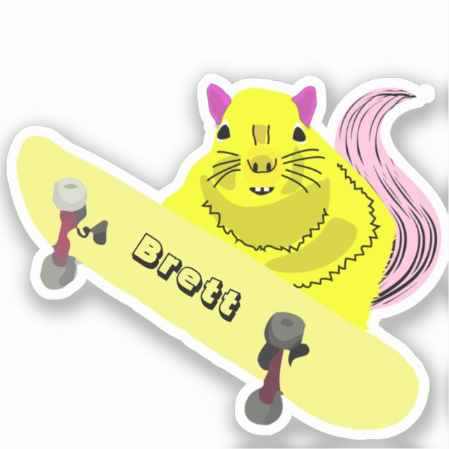 Pegatina Naughty Squirrel #576 Brett Skateboarding (Anverso)