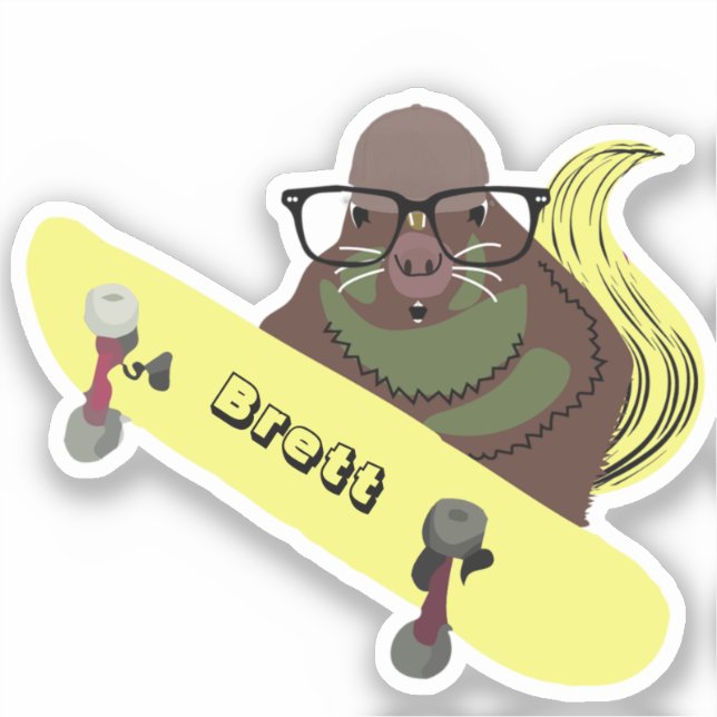 Pegatina Naughty Squirrel #601 Brett Skateboarding (Anverso)