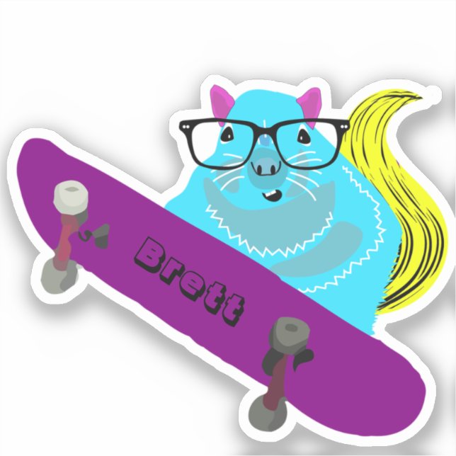 Pegatina Naughty Squirrel #603 Brett Skateboarding (Anverso)