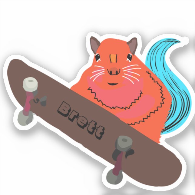 Pegatina Naughty Squirrel #611 Brett Skateboarding (Anverso)