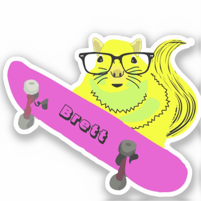 Pegatina Naughty Squirrel #619 Skateboarding (Anverso)