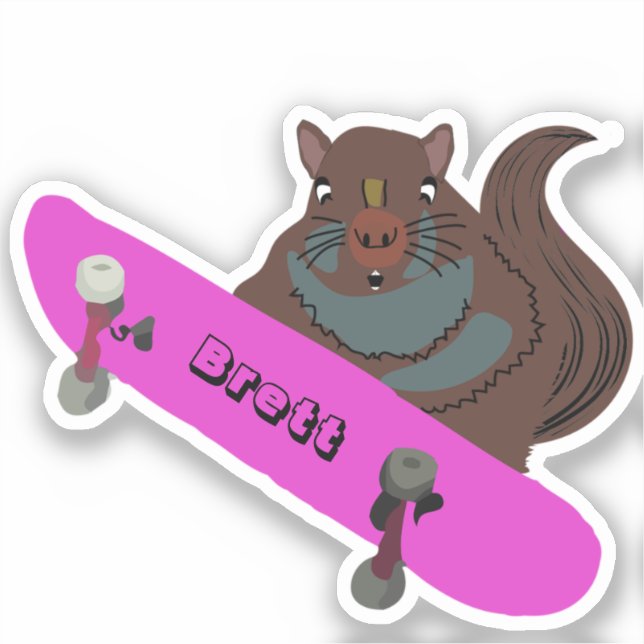 Pegatina Naughty Squirrel #622 Brett Skateboarding (Anverso)