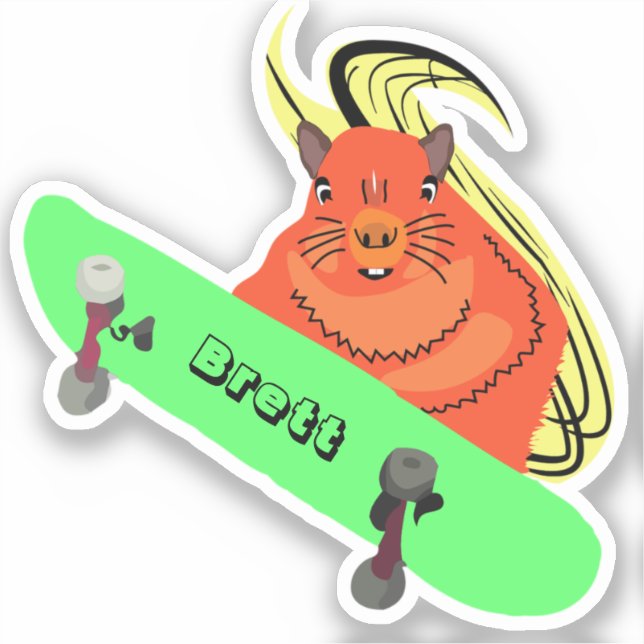 Pegatina Naughty Squirrel #642 Brett Skateboarding (Anverso)