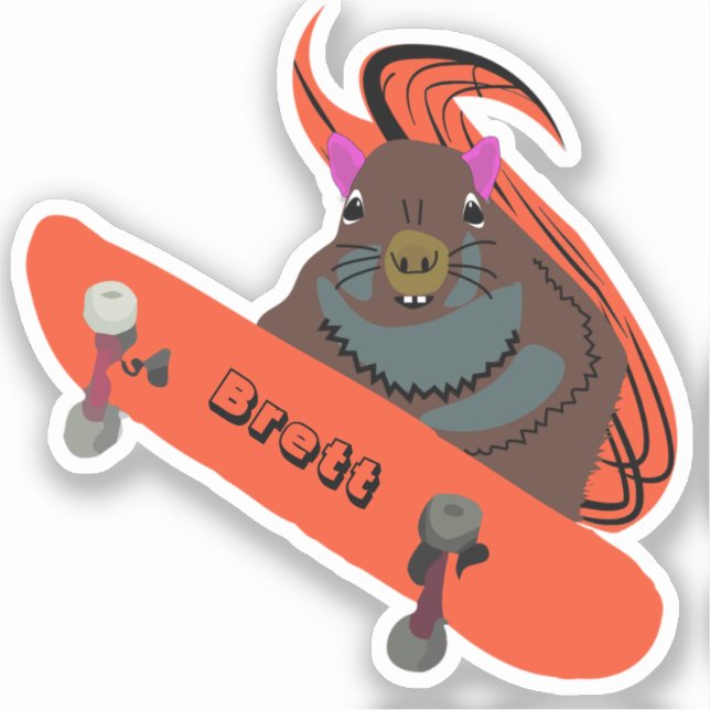 Pegatina Naughty Squirrel #645 Brett Skateboarding (Anverso)