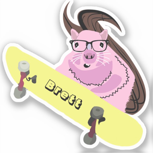 Pegatina Naughty Squirrel #647 Brett Skateboarding (Anverso)