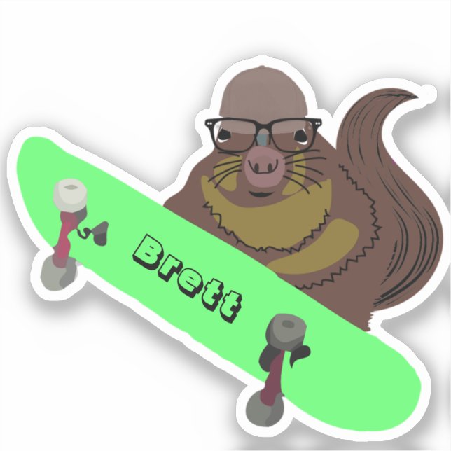 Pegatina Naughty Squirrel #686 Brett Skateboarding (Anverso)
