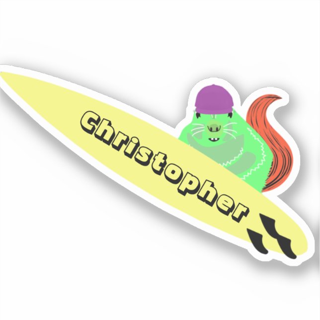 Pegatina Naughty Squirrel #697 Surfing (Anverso)